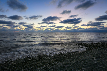 Evening sky, sea and clouds