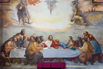 Fotobehang L'ultima cena di gesù cristo, affresco in chiesa © GDFineArtFactory