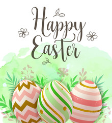 Easter greeting card with decorative eggs