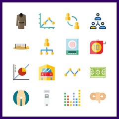 16 line icon. Vector illustration line set. measuring and soccer field icons for line works