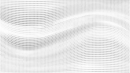 Halftone gradient pattern. Abstract halftone dots background. Monochrome dots pattern. Grunge wave texture. Pop Art Comic small dots. Radial twisted dots. Design for presentation, report, flyer, cover