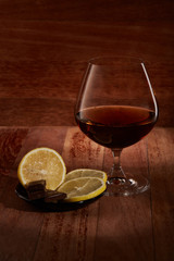 Cognac, lemon and chocolate.