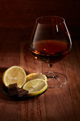 Cognac, lemon and chocolate.