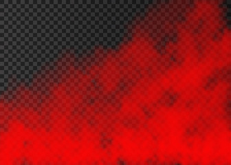 Red smoke  isolated on transparent background.