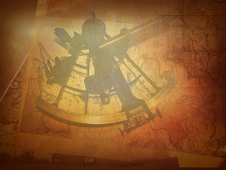 Retro travel map. Vintage steam punk astrolabe on paper canvas, compass grunge old retro wallpaper