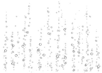 Fototapeta na wymiar Underwater fizzing air bubbles on white background.