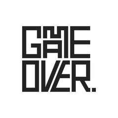 Game over text video game phrase design for print