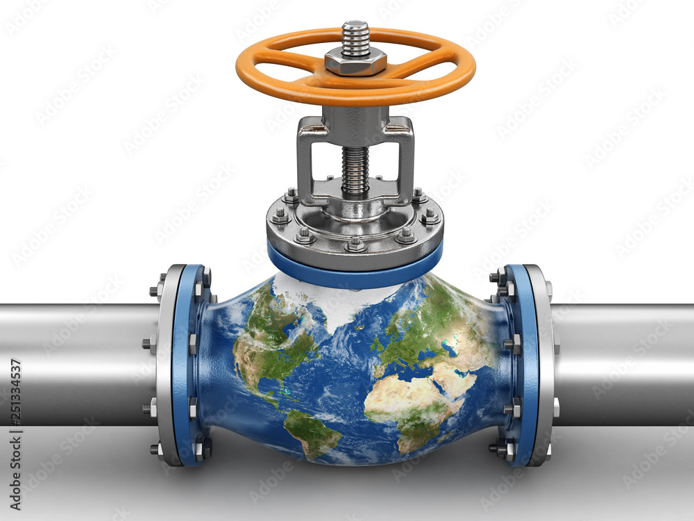 Poster pipeline with world map. image with clipping path