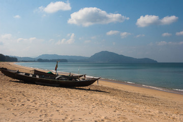 Fototapeta na wymiar Wooden fishing boat on the Andaman Sea in Thailand