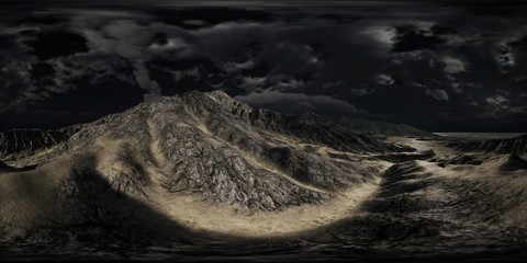 Fototapeta na wymiar VR 360 Huge Dark Clouds over Scottish Highlands