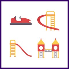4 slide icon. Vector illustration slide set. playground and roller slide icons for slide works
