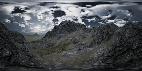 VR 360 Huge Dark Clouds over Scottish Highlands