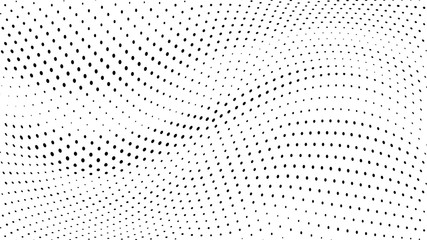 Halftone gradient pattern. Abstract halftone dots background. Monochrome dots pattern. Grunge wave texture. Pop Art Comic small dots. Radial twisted dots. Design for presentation, report, flyer, cover