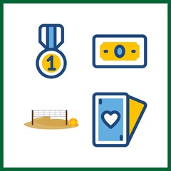 4 winner icon. Vector illustration winner set. medal and poker icons for winner works