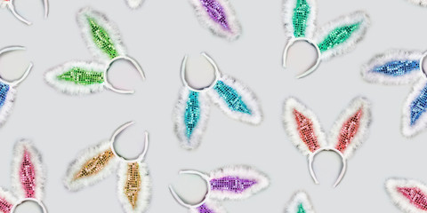 Seamless Pattern of Bunny Ears. Easter Background.