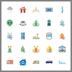 25 window icon. Vector illustration window set. alien and terrace icons for window works