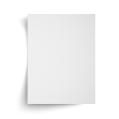 Realistic blank white A4 sheet template with soft shadows on white background. Vector Illustration EPS10
