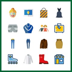 Fototapeta premium 16 fashion icon. Vector illustration fashion set. trousers and pants icons for fashion works