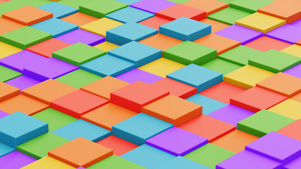 3D rendered rainbow colored abstract cubes