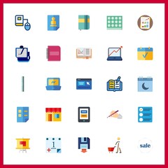 25 notebook icon. Vector illustration notebook set. calendar and sale icons for notebook works