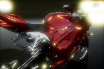 Fototapeta premium moto sport bike in dark studio with bright lights