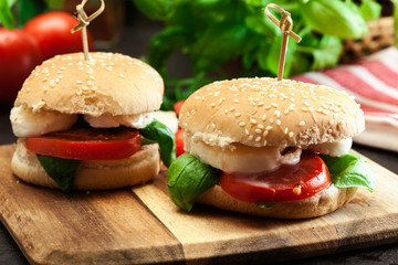 Italian Caprese sandwiches with  mozzarella cheese