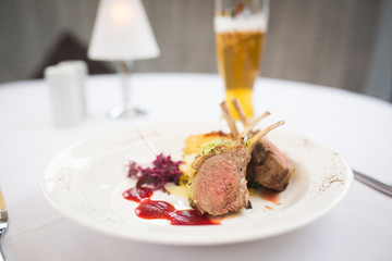 lamb dinner with pint