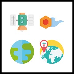 4 earth icon. Vector illustration earth set. satellite and worldwide icons for earth works