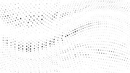 Halftone gradient pattern. Abstract halftone dots background. Monochrome dots pattern. Grunge wave texture. Pop Art Comic small dots. Radial twisted dots. Design for presentation, report, flyer, cover