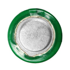 Battery, minus side isolated on white background, top view