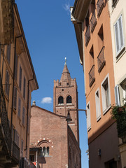 Fototapeta na wymiar Monza, Italy: cityscape with the Arengario tower