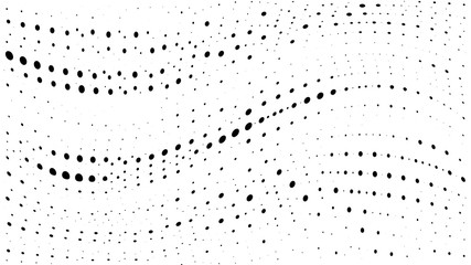 Halftone gradient pattern. Abstract halftone dots background. Monochrome dots pattern. Grunge wave texture. Pop Art Comic small dots. Radial twisted dots. Design for presentation, report, flyer, cover