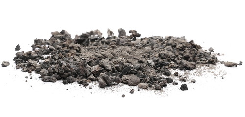 Coal ash isolated on white background