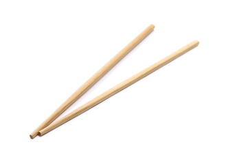 Asian wooden chopsticks isolated on white background