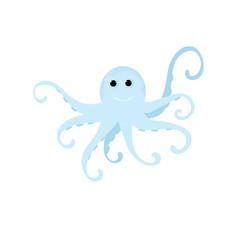 Vector Illustration. Cartoon octopus icon in modern flat style. Ocean animal character. Isolated octopus