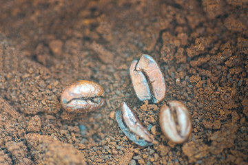 Powder and coffee beans