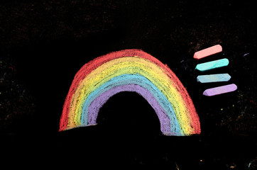 rainbow drawn on chalkboard