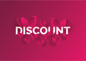 Discount background, banner, poster or flyer design. Happy Valentine’s Day design concept