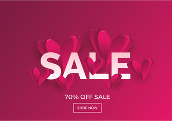 Sale background of love and valentine day design concept