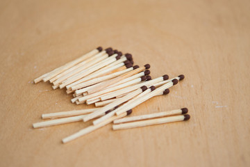 Bunch of matches on the wood ground