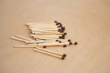 Bunch of matches on the wood ground
