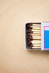 Opened matchbox, close up
