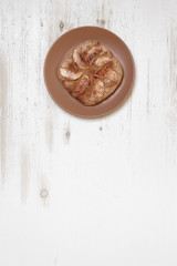 Gluten free homemade apple pie with almonds on white wooden background