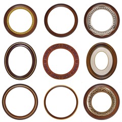 Set of round, circular, oval  frames for paintings, mirrors or photos