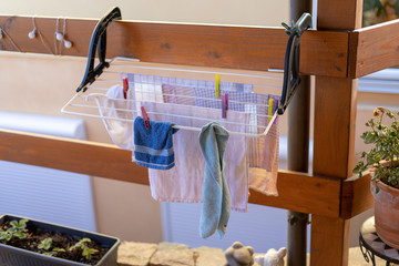 Laundry on the dryer in the garden