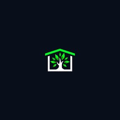 simple elegant modern green eco house vector logo design
