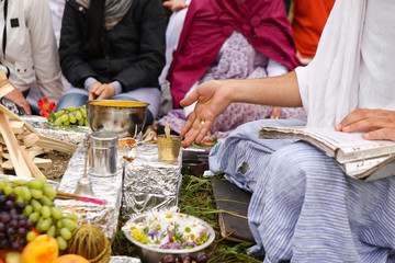 traditional indian yagya (puja), fire ritual