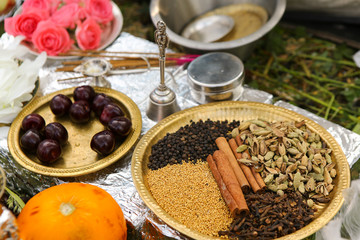 traditional indian yagya (puja), fire ritual