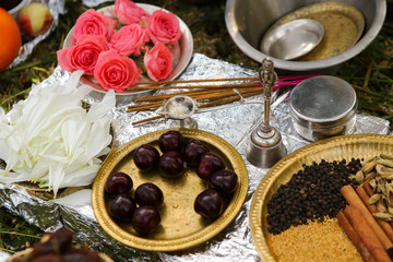 traditional indian yagya (puja), fire ritual