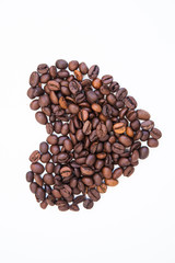 Heart from coffee beans
